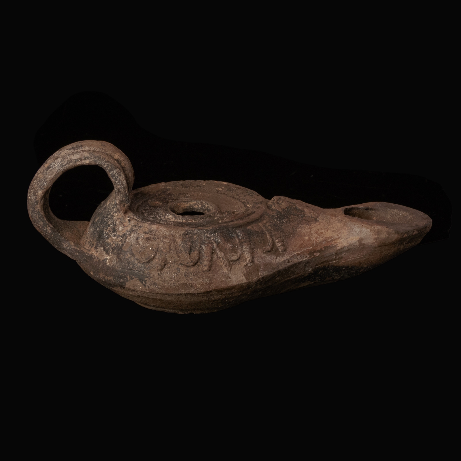 Ancient Greek Hellenistic Terracotta Ephesus-Type Oil Lamp with Head of Zeus