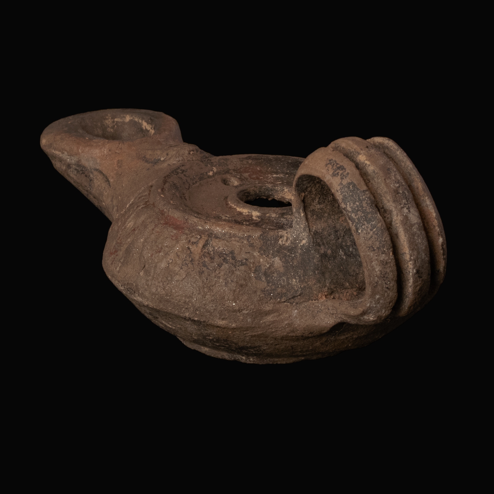 Ancient Greek Hellenistic Terracotta Ephesus-Type Oil Lamp with Head of Zeus