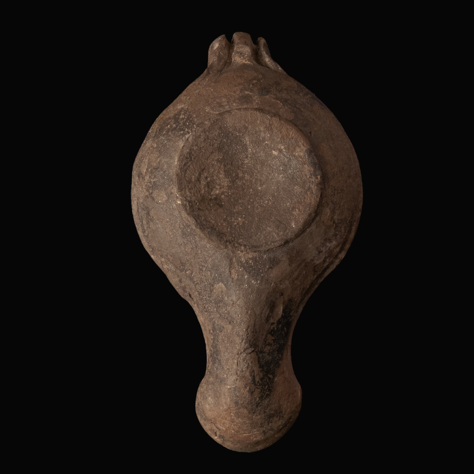 Ancient Greek Hellenistic Terracotta Ephesus-Type Oil Lamp with Head of Zeus