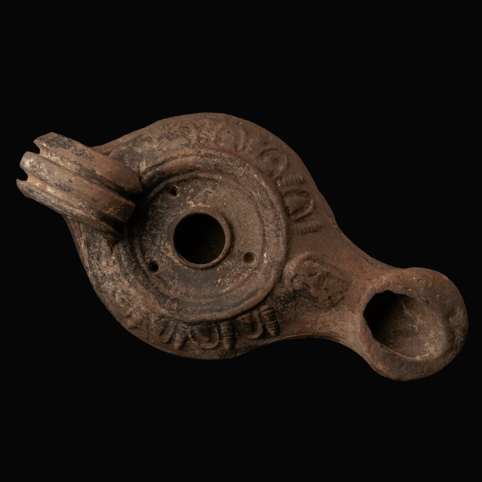 Ancient Greek Hellenistic Terracotta Ephesus-Type Oil Lamp with Head of Zeus