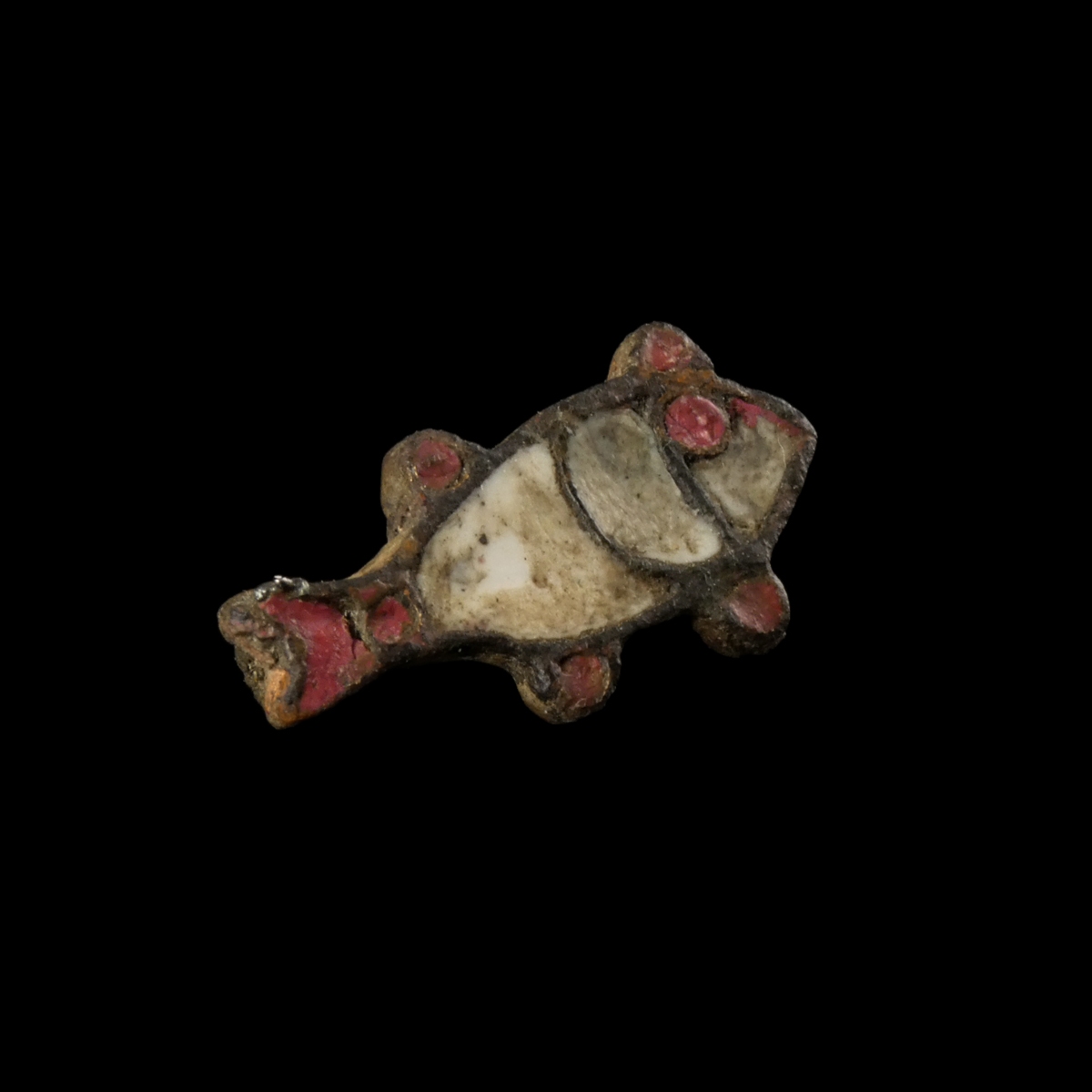 Ancient Roman bronze enamelled Fish Fibula