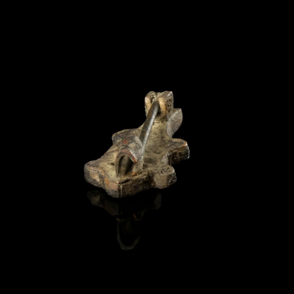 Ancient Roman bronze enamelled Fish Fibula