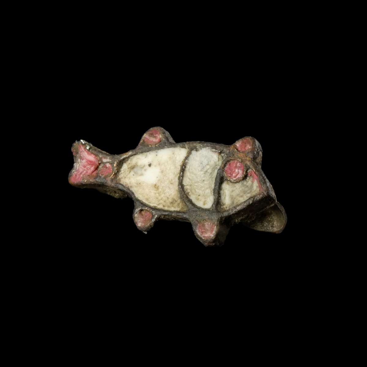 Ancient Roman bronze enamelled Fish Fibula