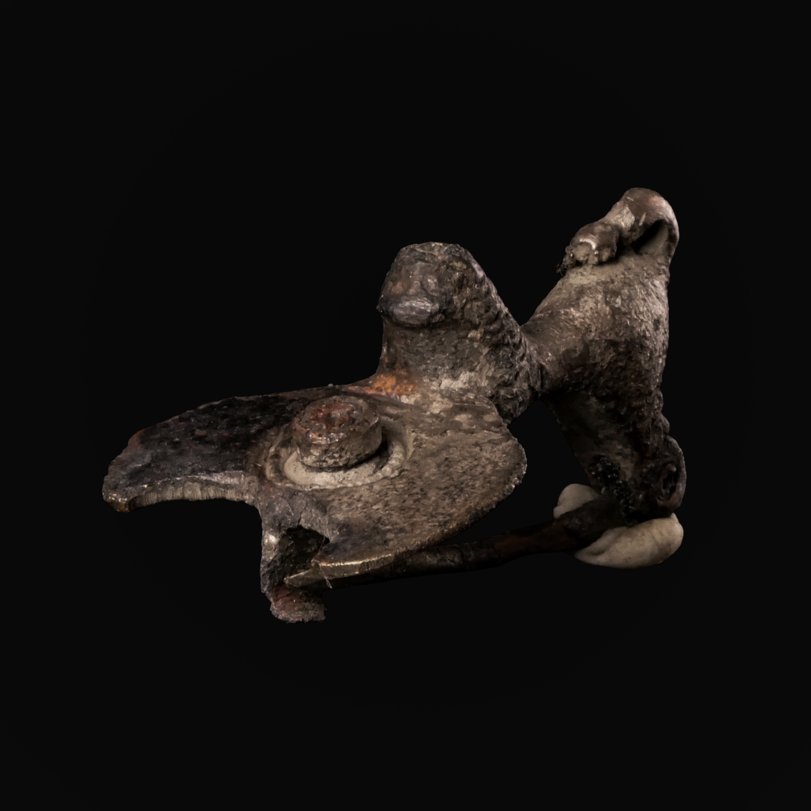 Ancient Roman Bronze Fibula Depicting a Lion with a Lunula