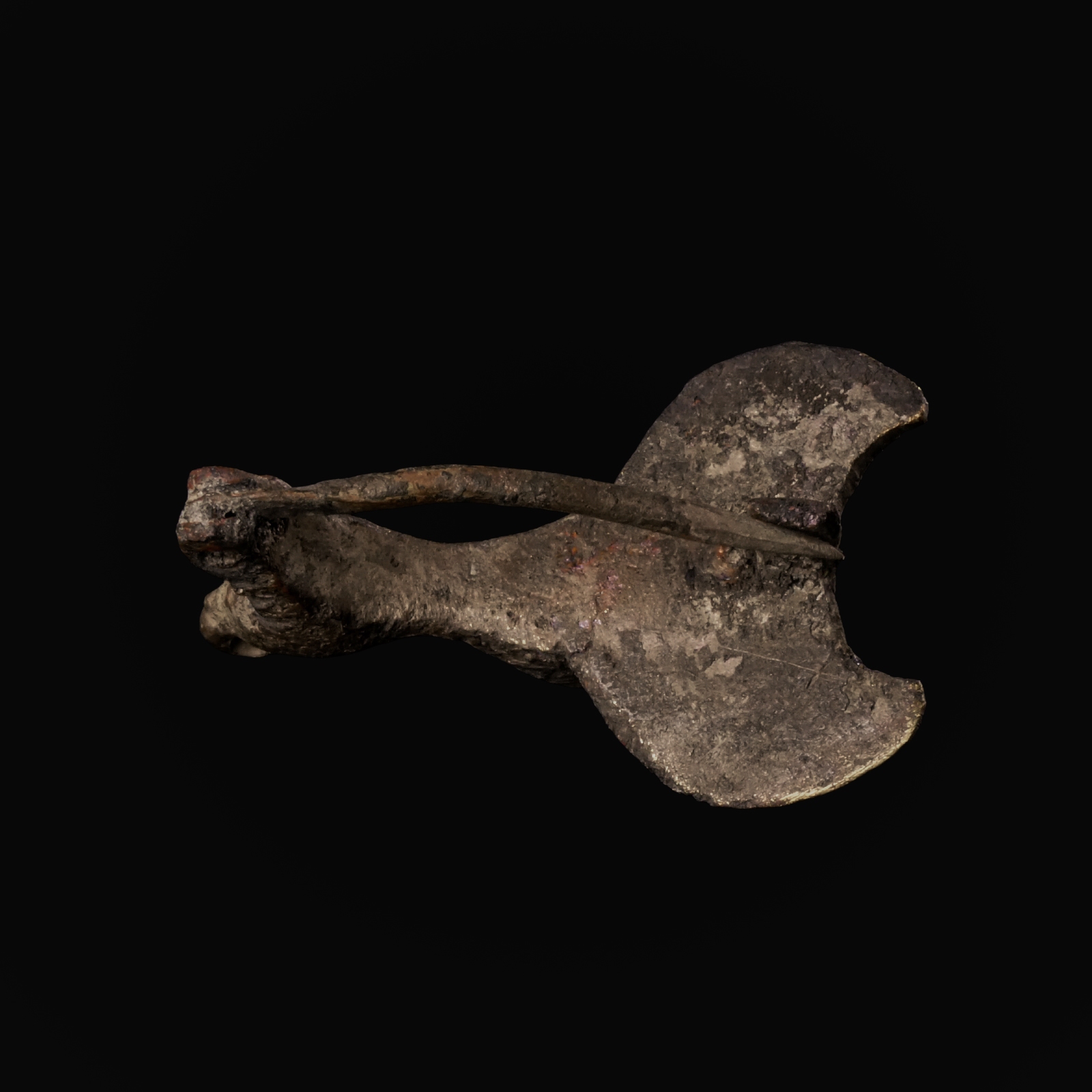 Ancient Roman Bronze Fibula Depicting a Lion with a Lunula