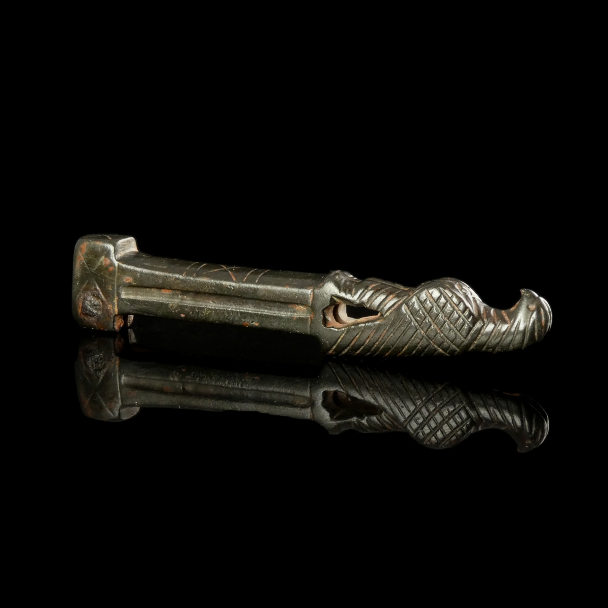 Ancient Roman bronze folding knife handle with Legionary Eagle / Aquila