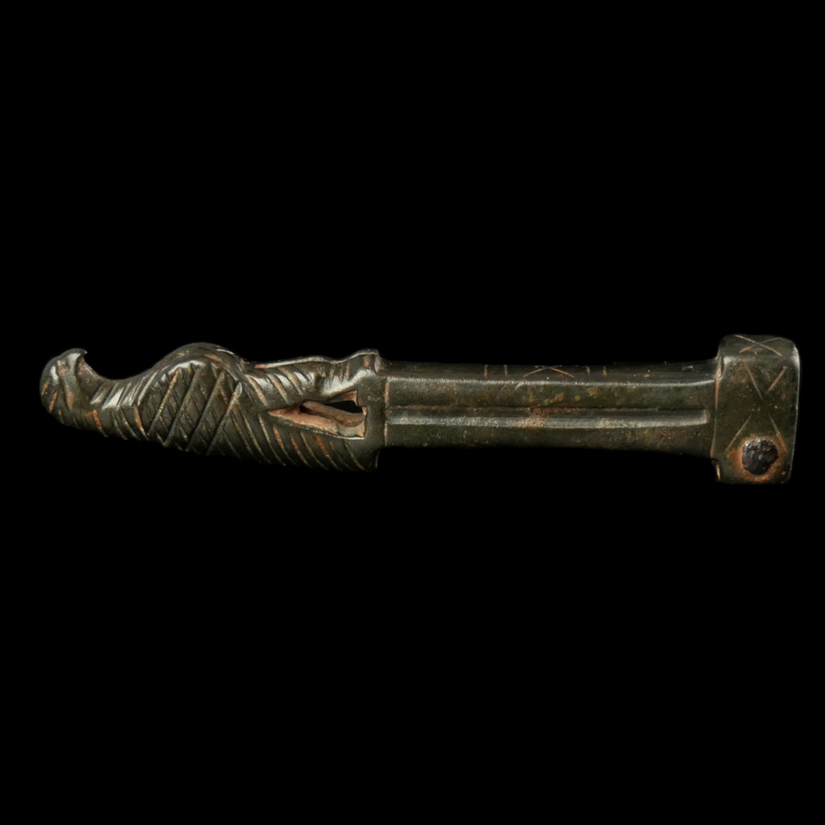 Ancient Roman bronze folding knife handle with Legionary Eagle / Aquila