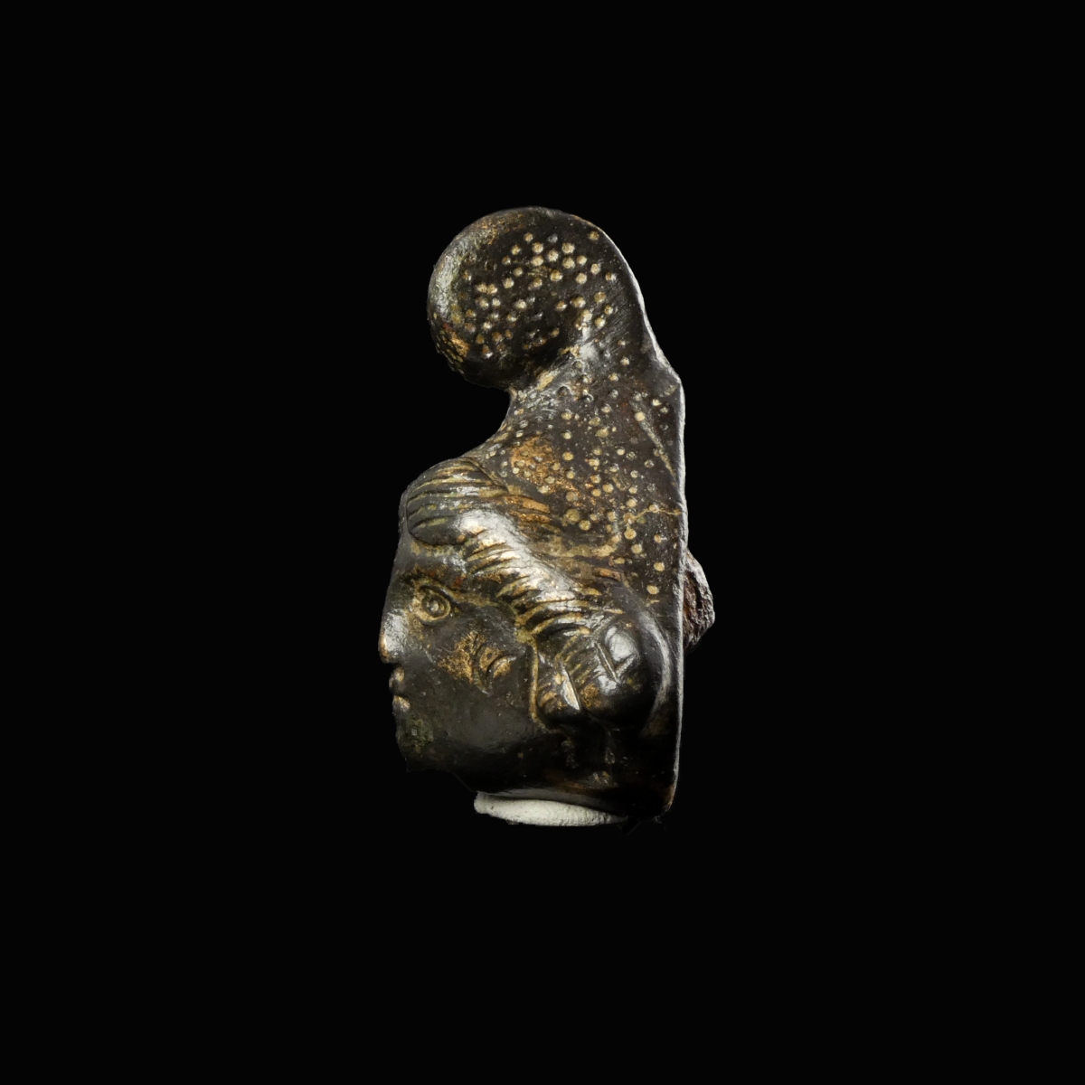 Ancient Roman bronze head of Mithras applique