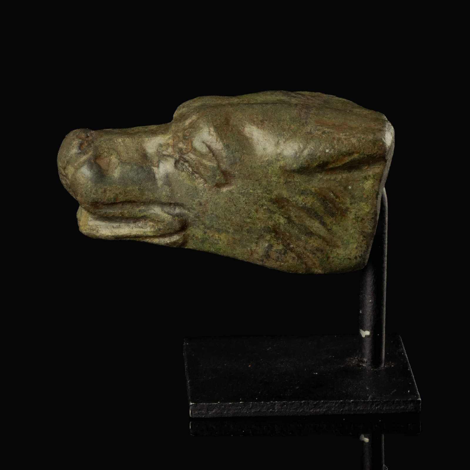 Ancient Roman bronze Wolf-head terminal