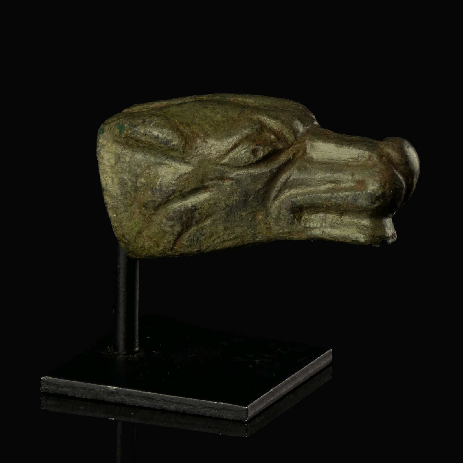 Ancient Roman bronze Wolf-head terminal