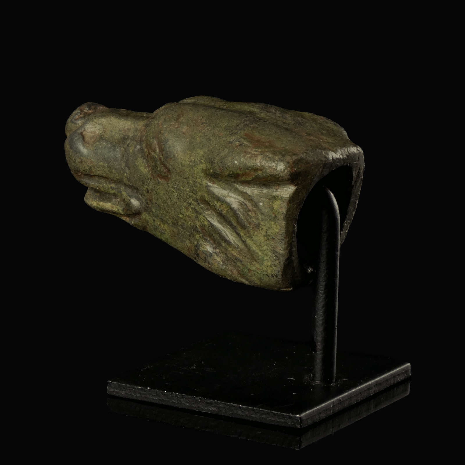 Ancient Roman bronze Wolf-head terminal