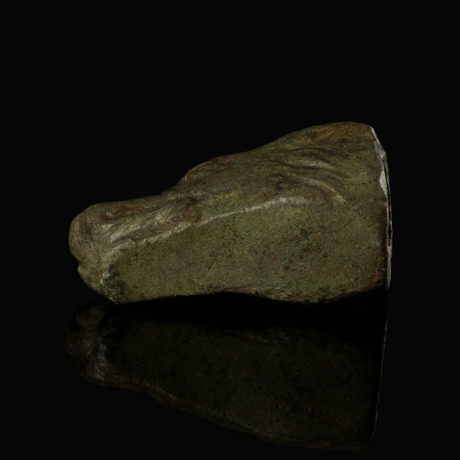 Ancient Roman bronze Wolf-head terminal