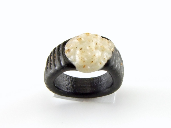 Ancient Roman glass ring with glass Medusa cameo