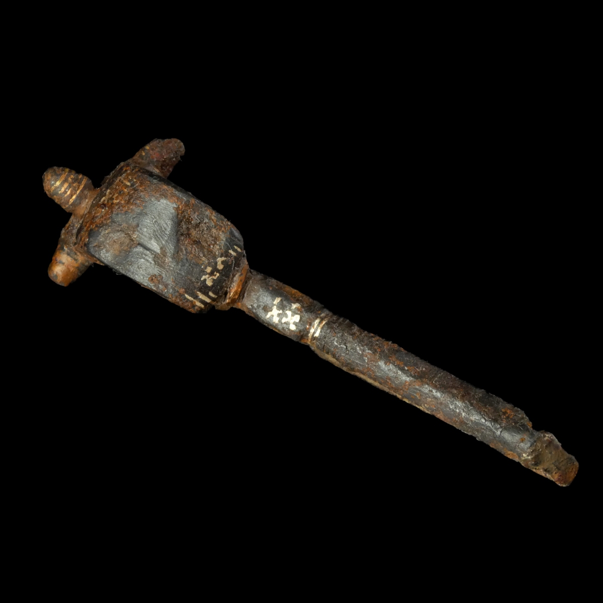 Ancient Roman iron fibula with gold inlay, rare