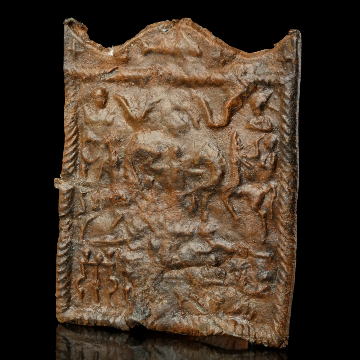 Ancient Roman lead Mystery Cult plaque, Epona and Danubian riders
