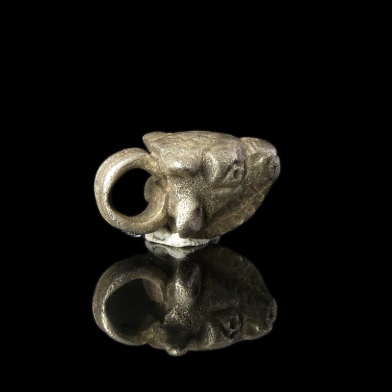 Ancient Roman silver Bull's head amulet pendant