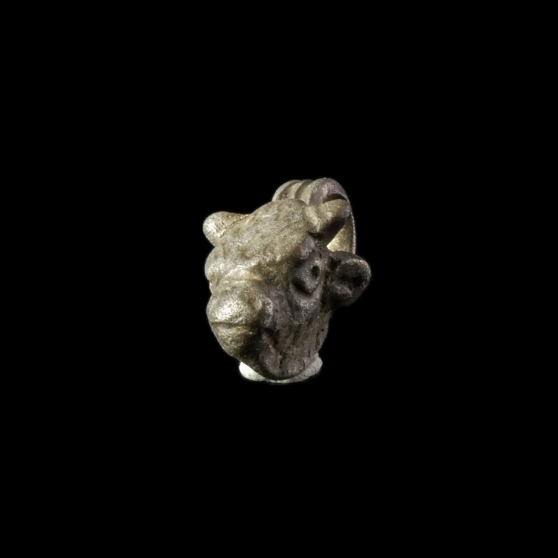 Ancient Roman silver Bull's head amulet pendant