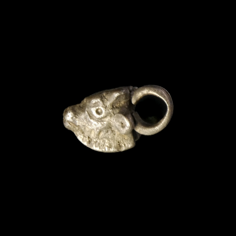 Ancient Roman silver Bull's head amulet pendant