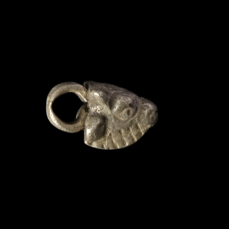 Ancient Roman silver Bull's head amulet pendant
