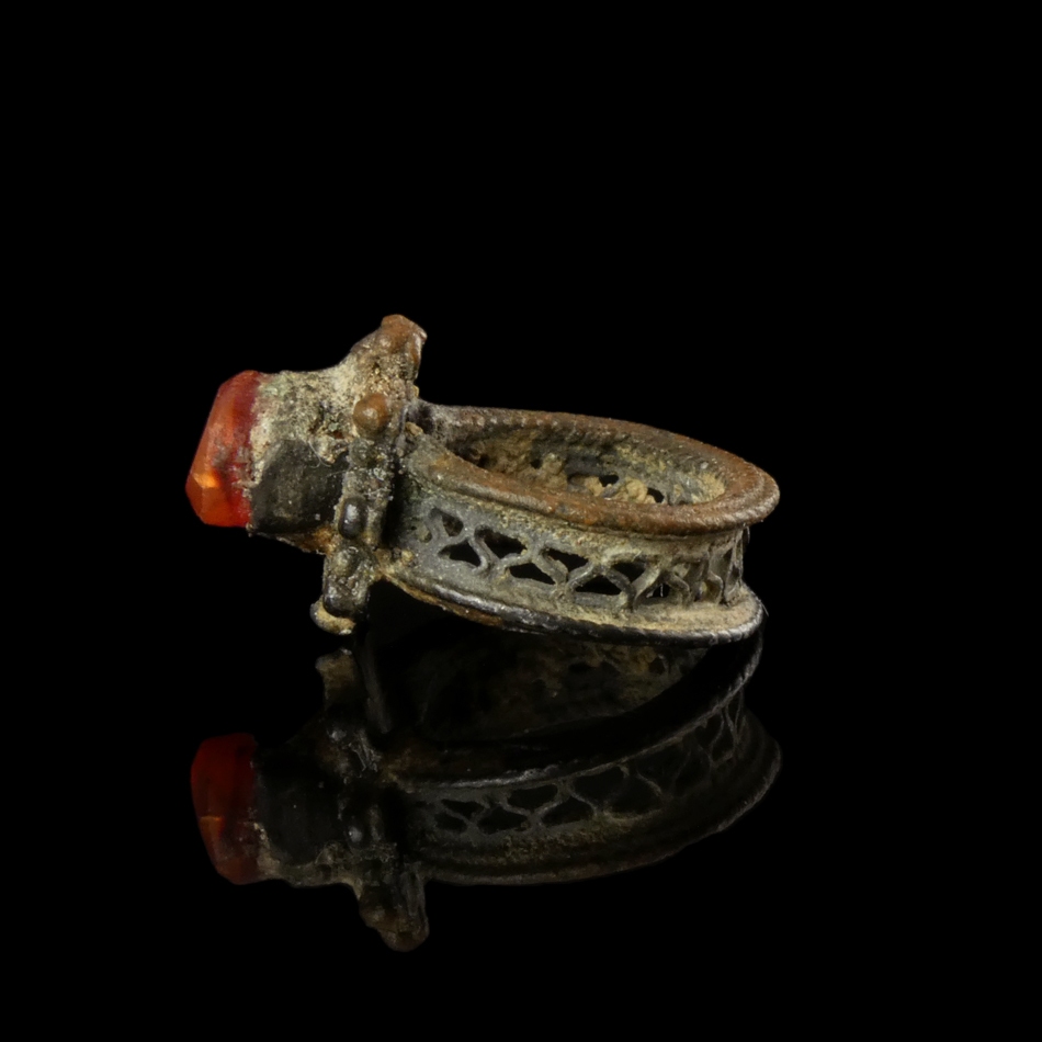 Ancient Roman silver child ring, stone Beetle intaglio