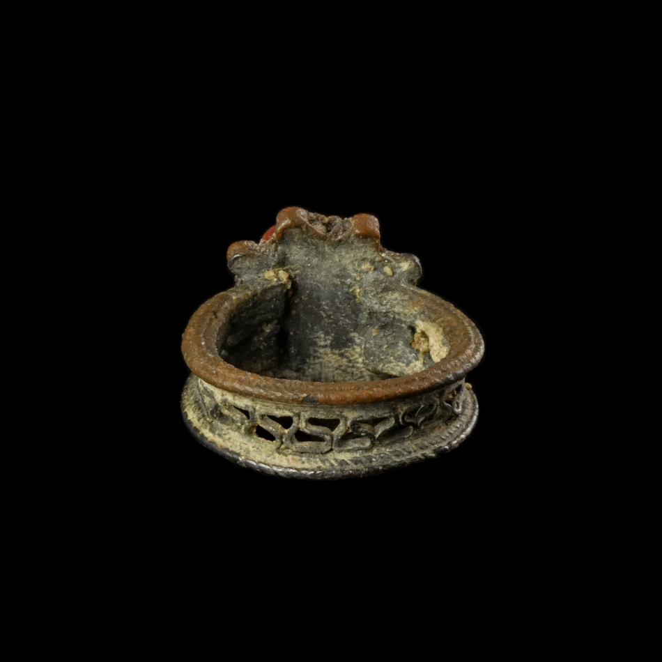 Ancient Roman silver child ring, stone Beetle intaglio