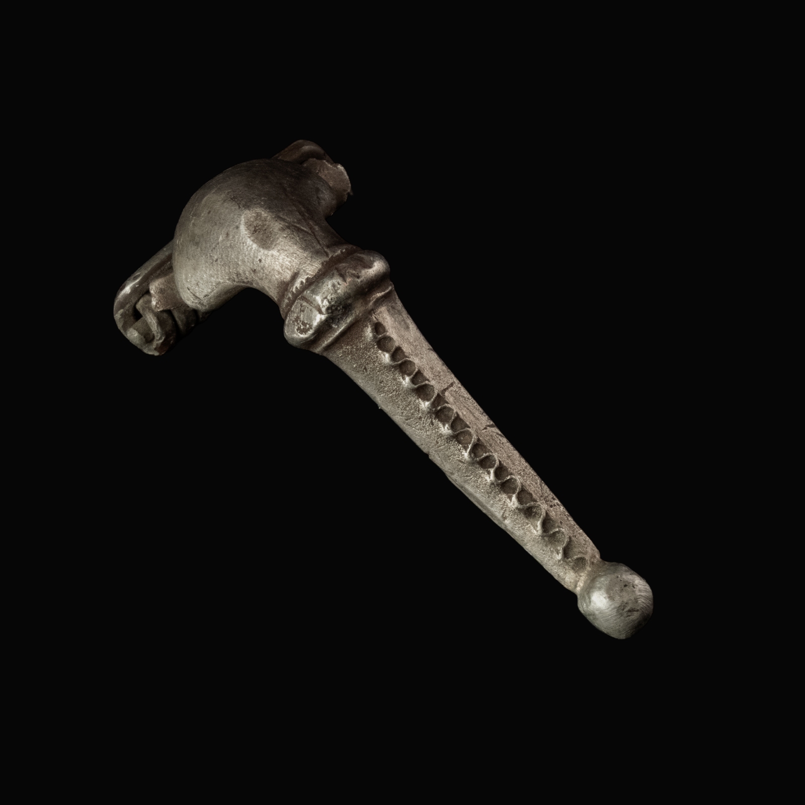 Ancient Roman silver decorated bow fibula
