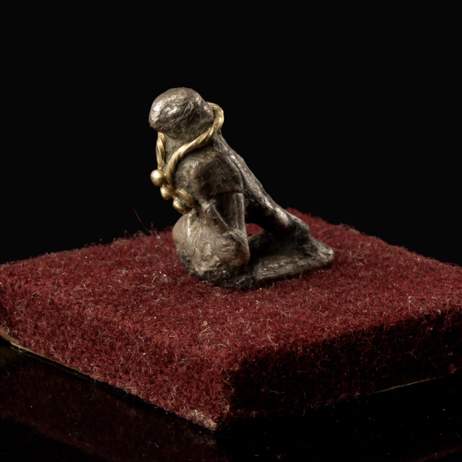 Ancient Roman silver Eagle with gold necklace