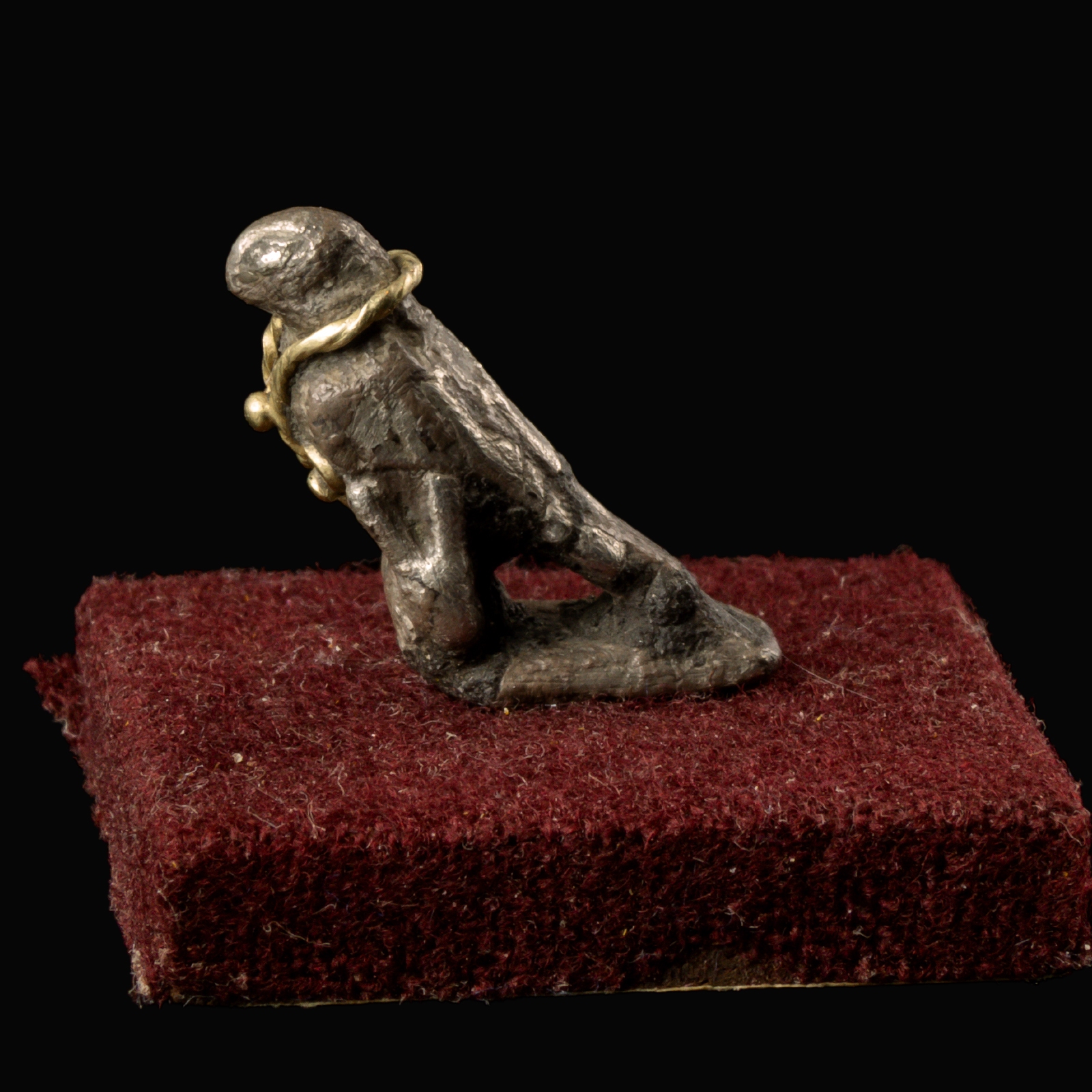 Ancient Roman silver Eagle with gold necklace