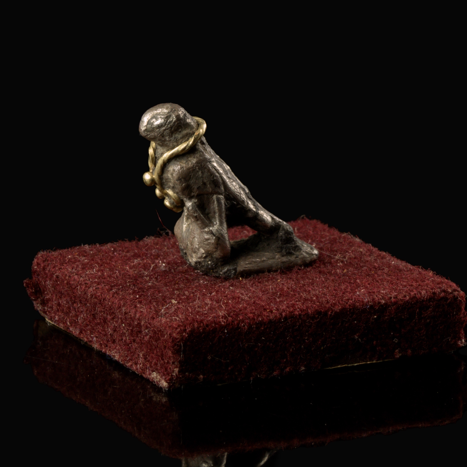 Ancient Roman silver Eagle with gold necklace