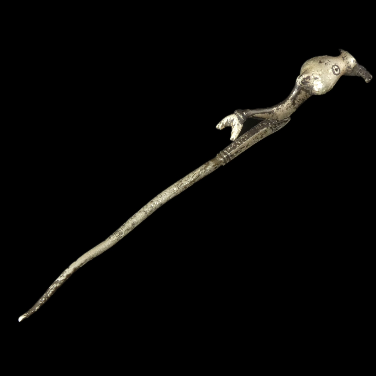 Ancient Roman silver hairpin with Dolphin