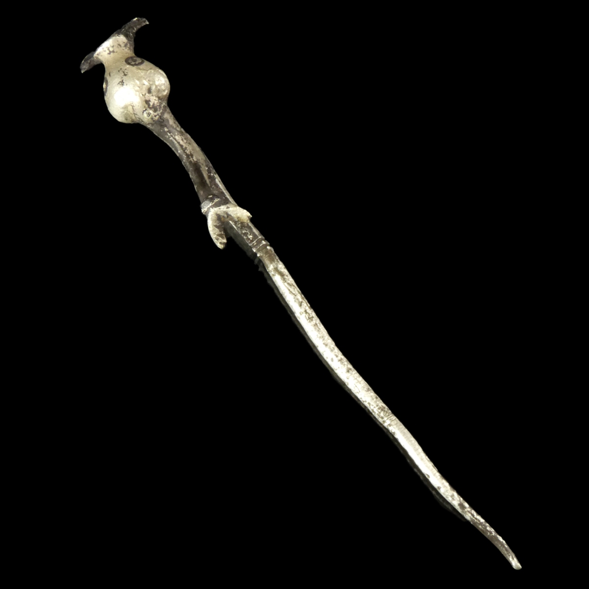 Ancient Roman silver hairpin with Dolphin