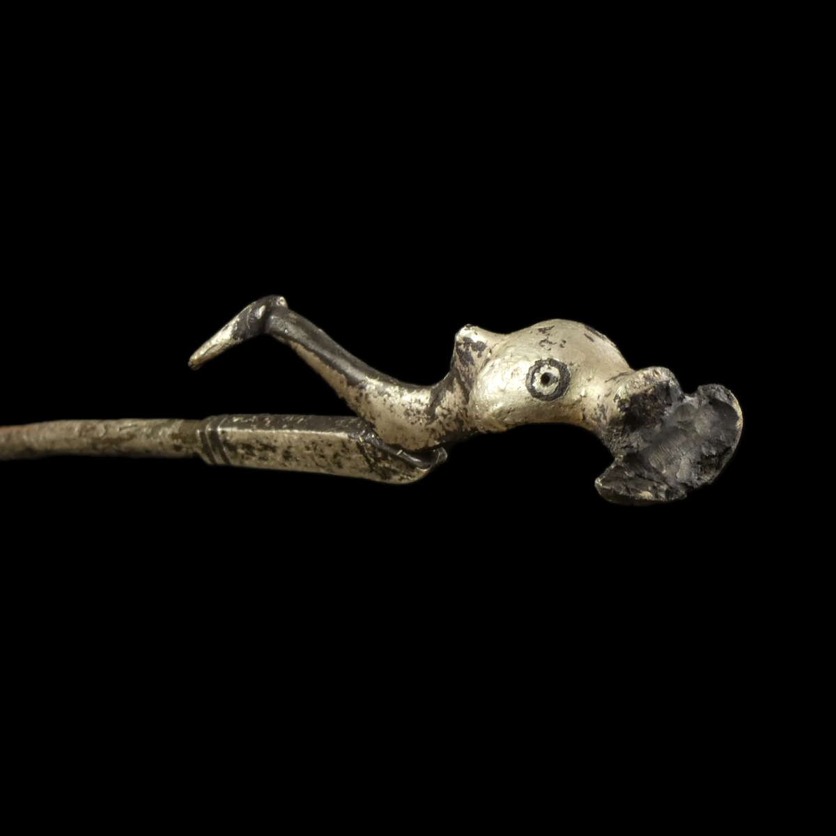Ancient Roman silver hairpin with Dolphin