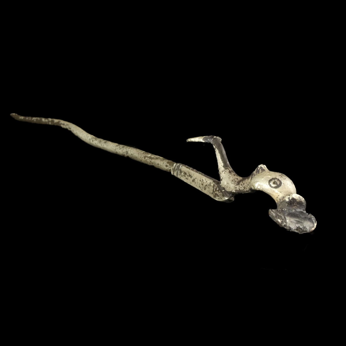 Ancient Roman silver hairpin with Dolphin