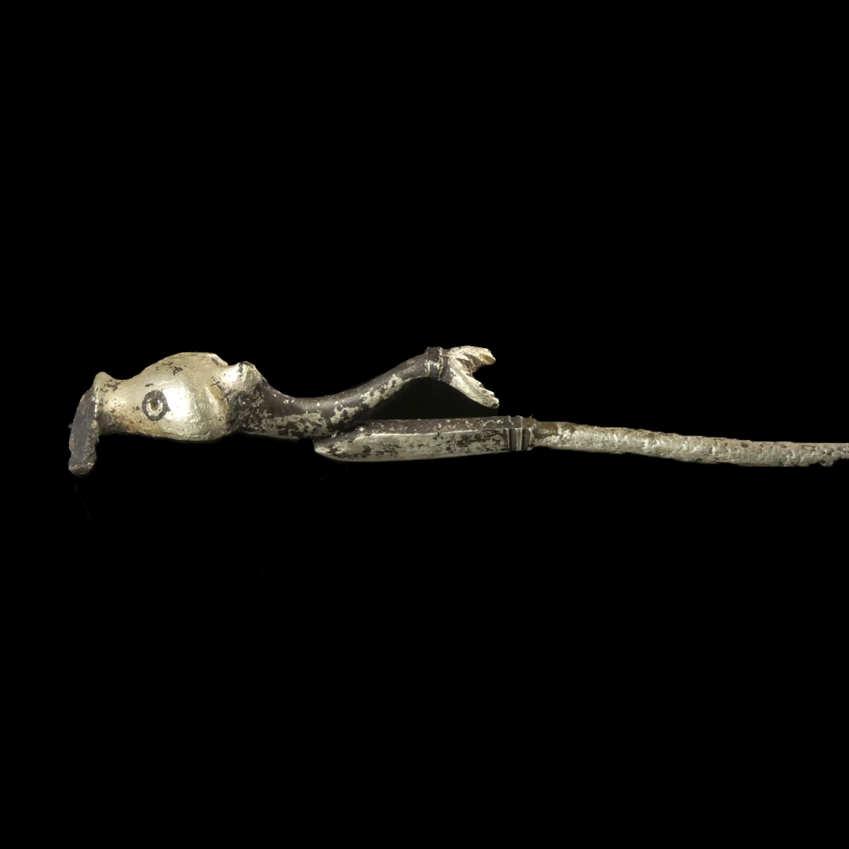 Ancient Roman silver hairpin with Dolphin