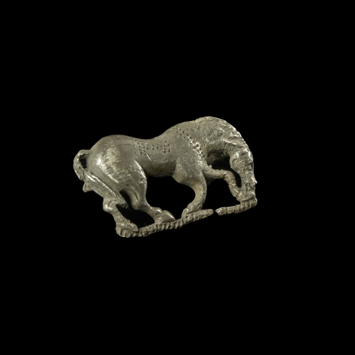 Ancient Roman silver horse fibula