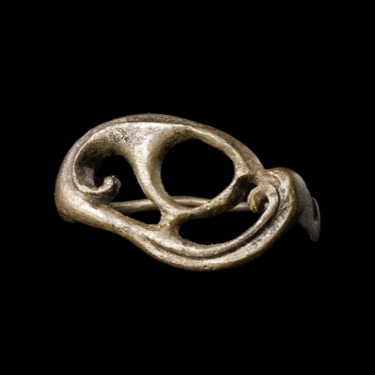 Ancient Roman silver openwork Pelta Fibula