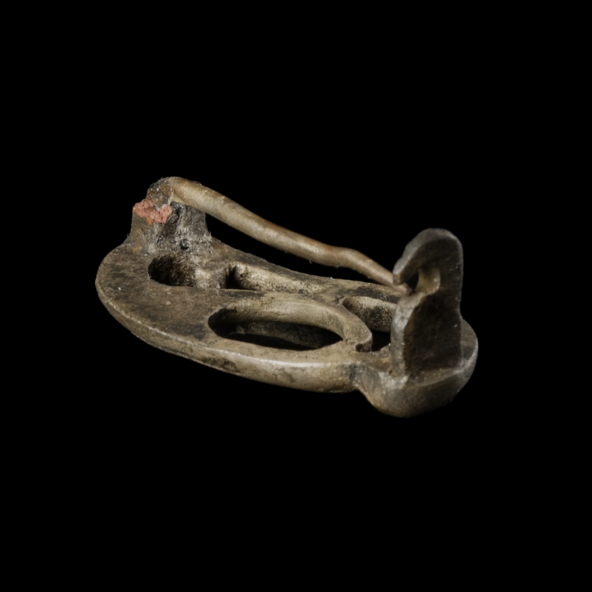 Ancient Roman silver openwork Pelta Fibula