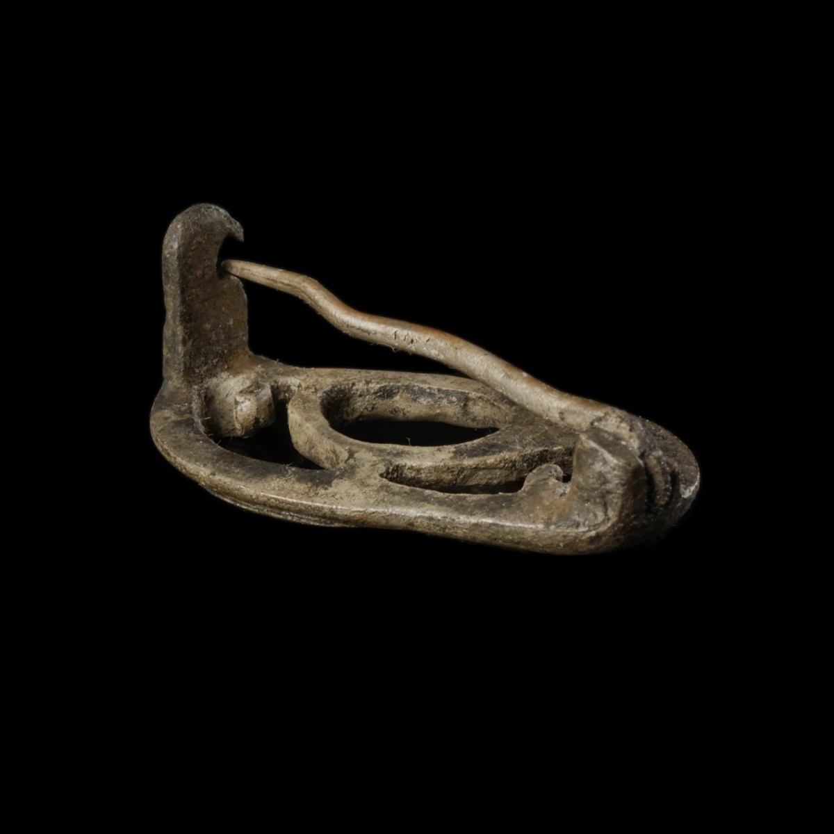 Ancient Roman silver openwork Pelta Fibula
