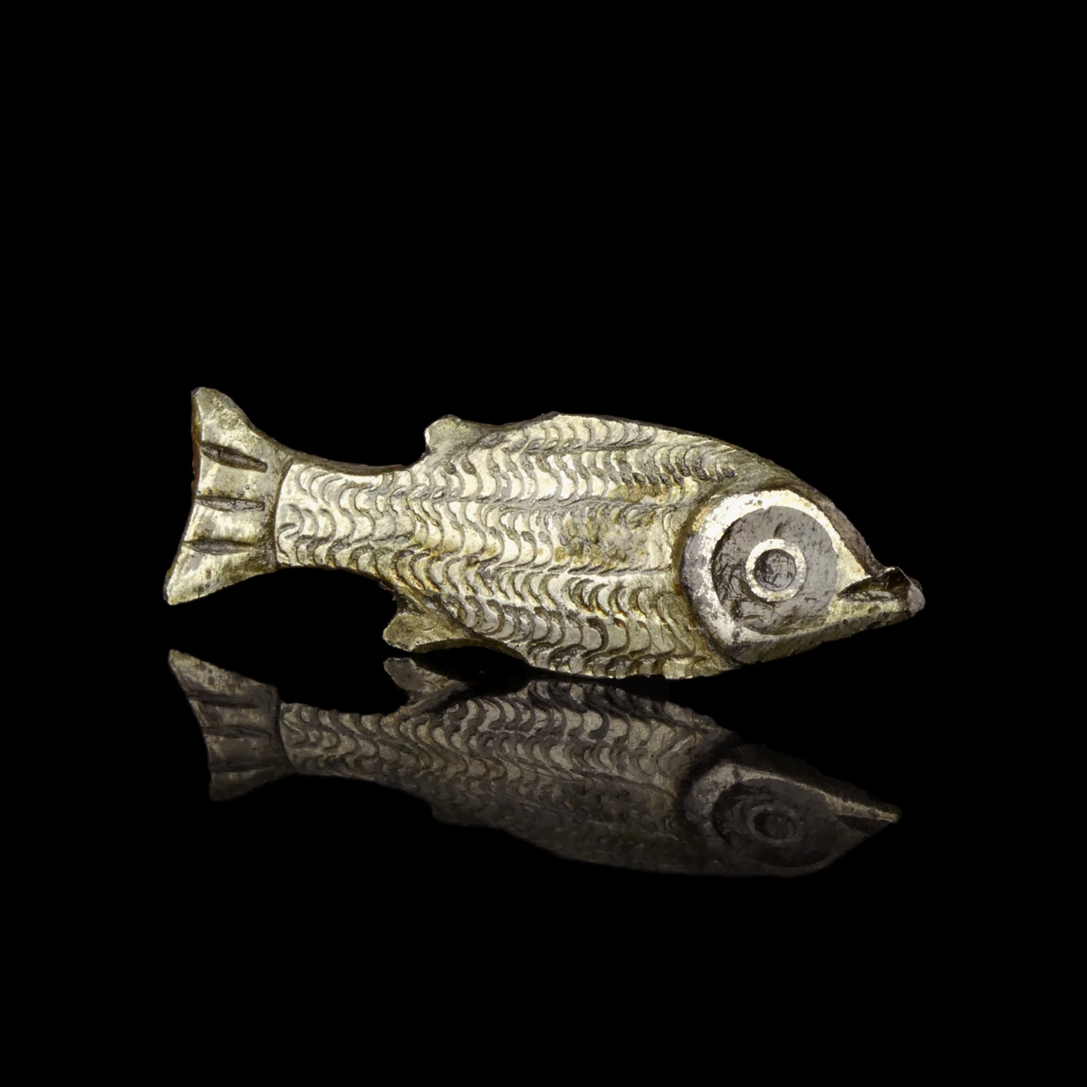 Ancient Roman silvered fish brooch / fibula