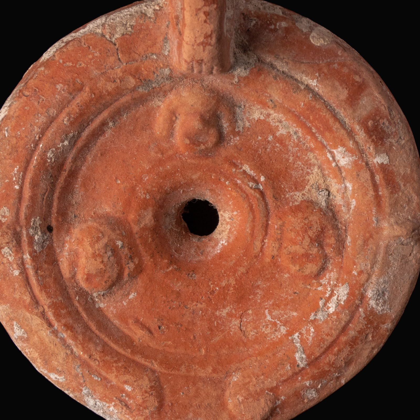 Ancient Roman Terracota Oil Lamp with Theatre Masks