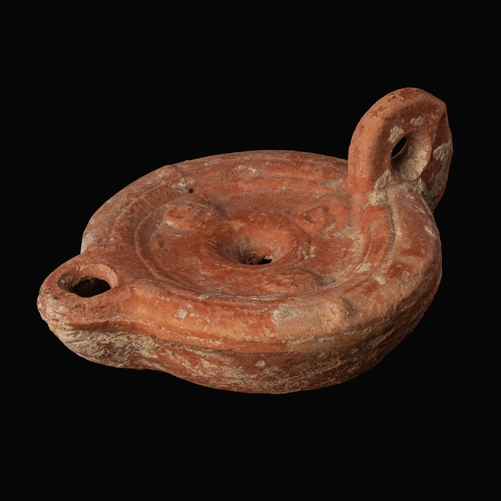 Ancient Roman Terracota Oil Lamp with Theatre Masks