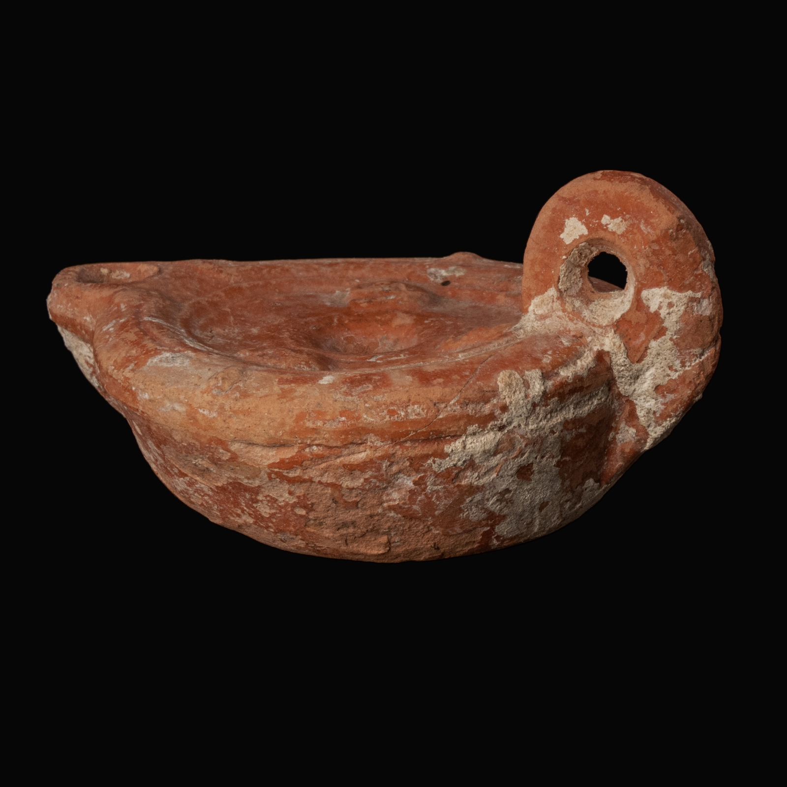 Ancient Roman Terracota Oil Lamp with Theatre Masks