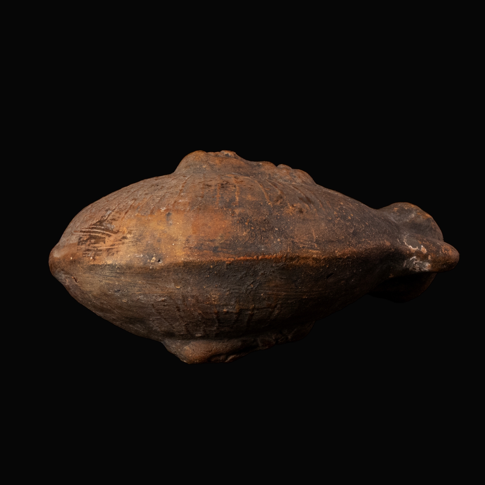 Ancient Roman terracotta Ampulla with Radiate Bust of Sol Invictus
