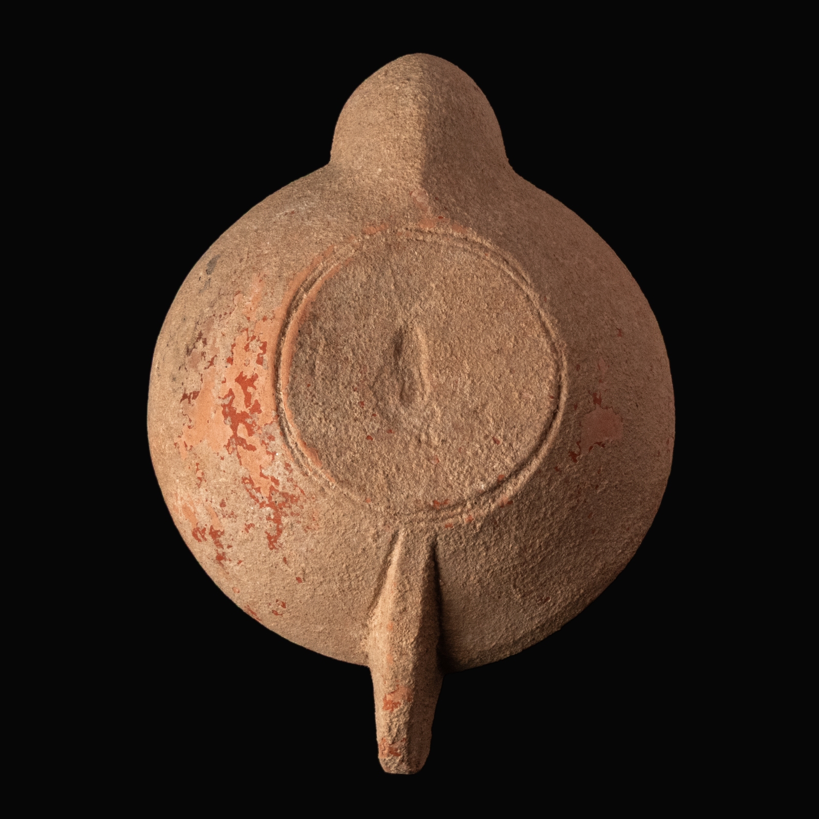 Ancient Roman Terracotta Oil Lamp with Dolphins