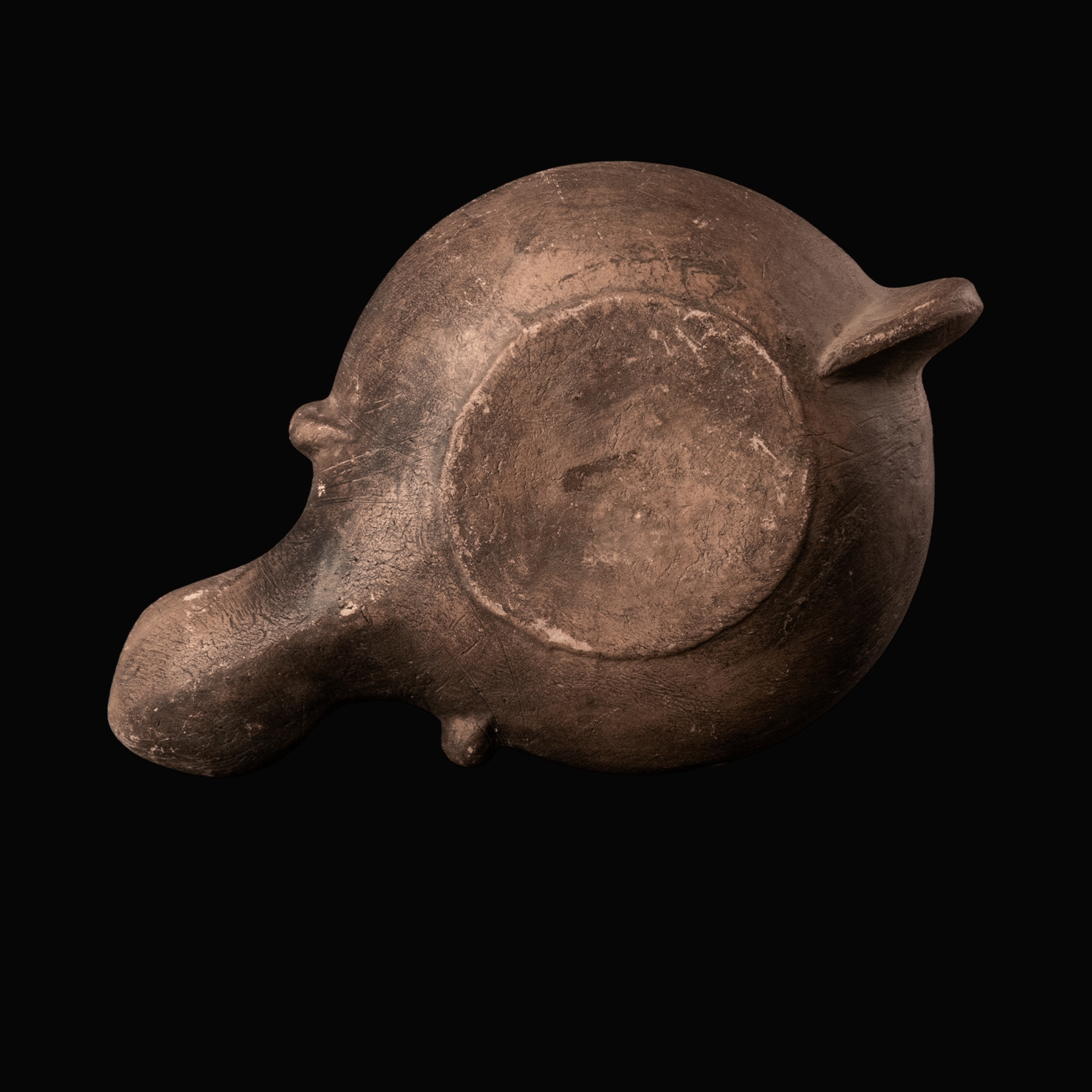 Ancient Roman Terracotta Oil Lamp with Erotic Scene