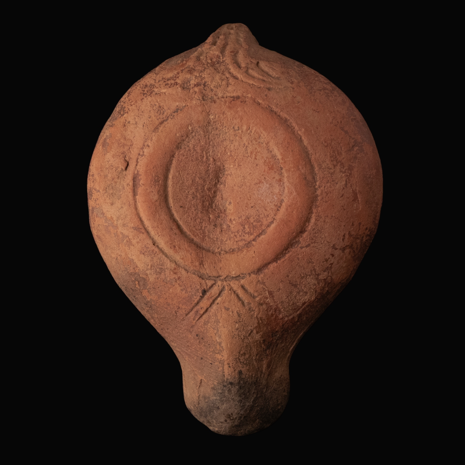 Ancient Roman Terracotta Oil Lamp with Grapevines