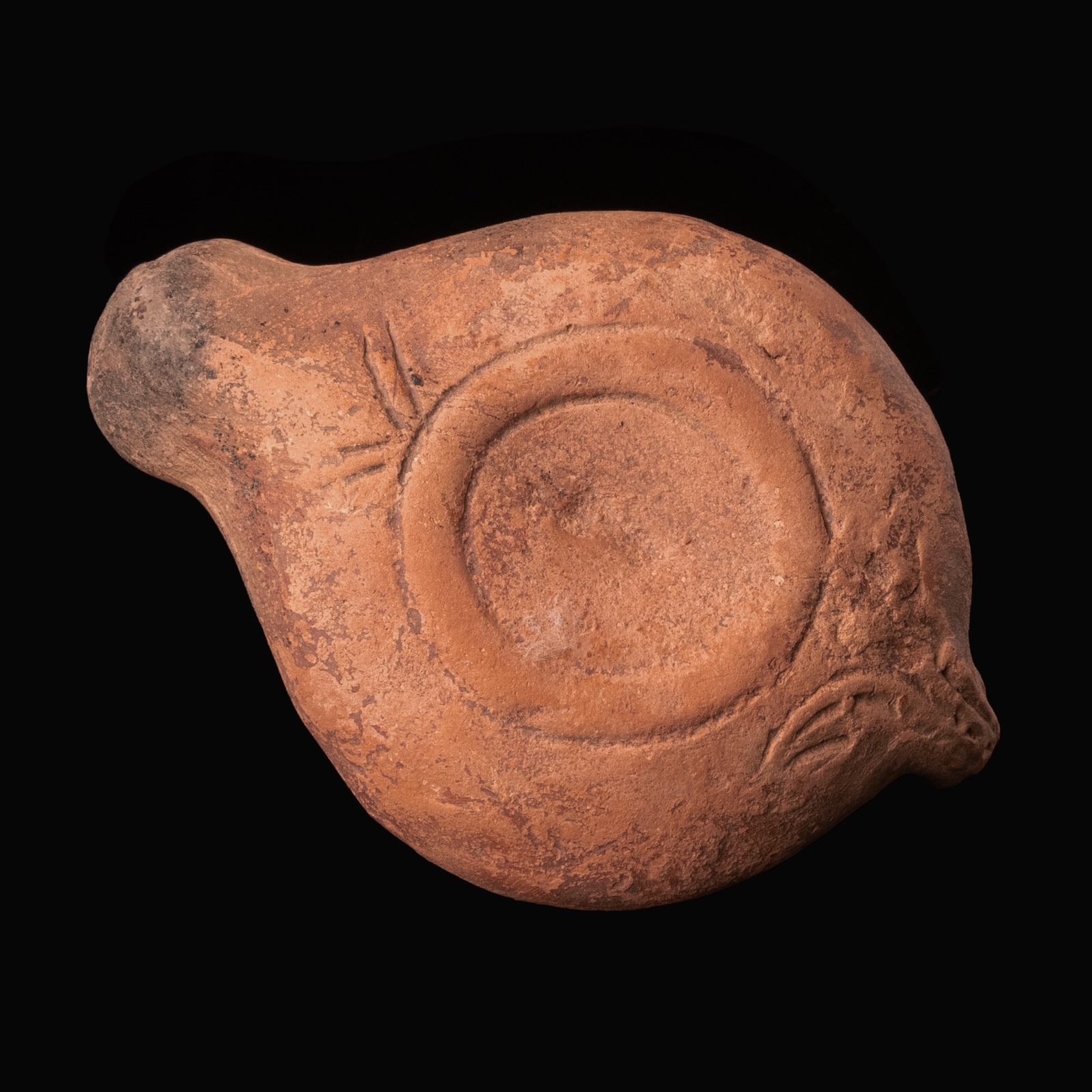Ancient Roman Terracotta Oil Lamp with Grapevines