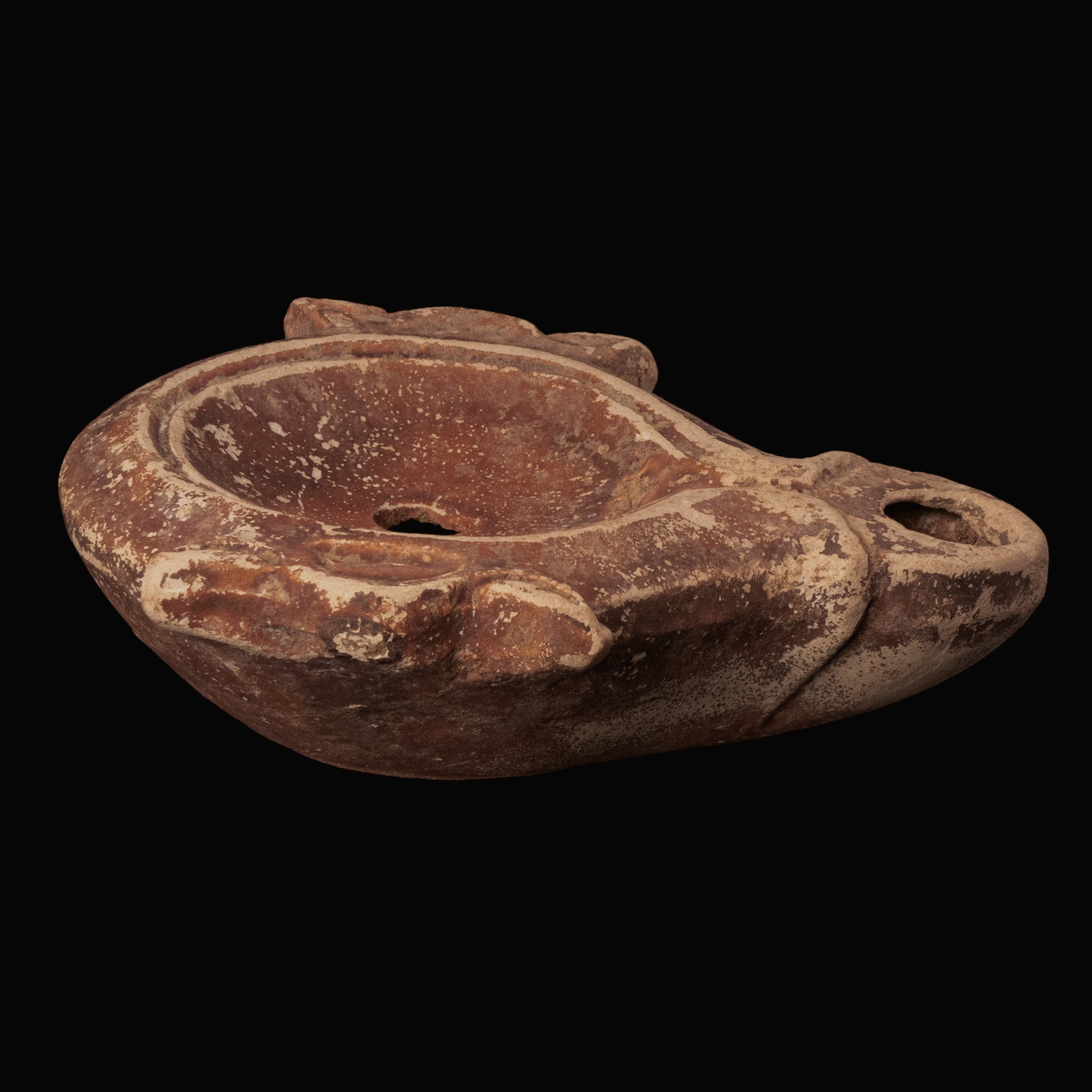 Ancient Roman Terracotta Oil Lamp with Maker's Mark L·M·AD (Lucius Munatius Adiectus)