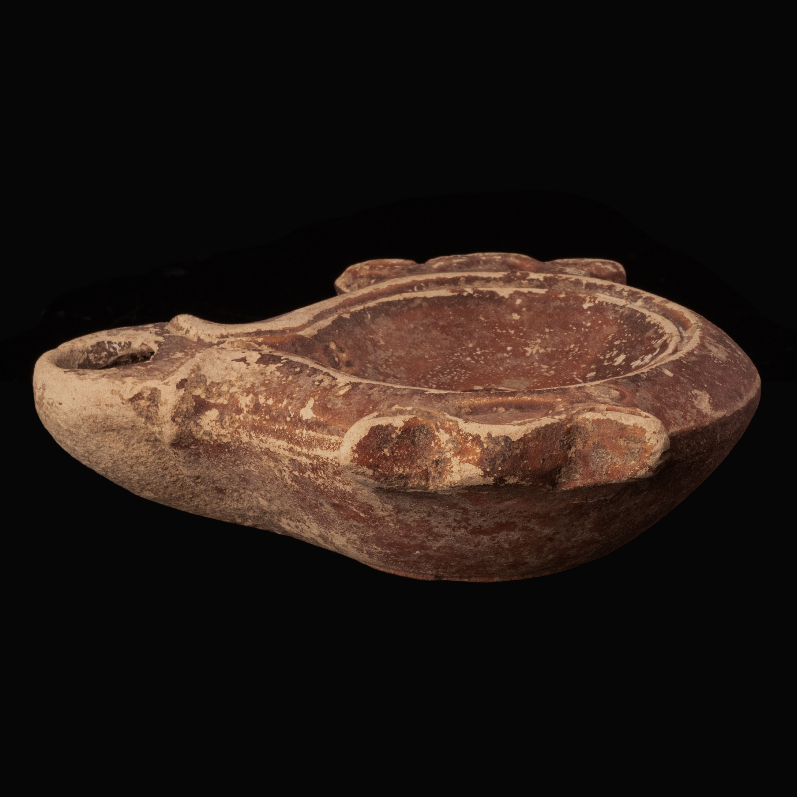 Ancient Roman Terracotta Oil Lamp with Maker's Mark L·M·AD (Lucius Munatius Adiectus)