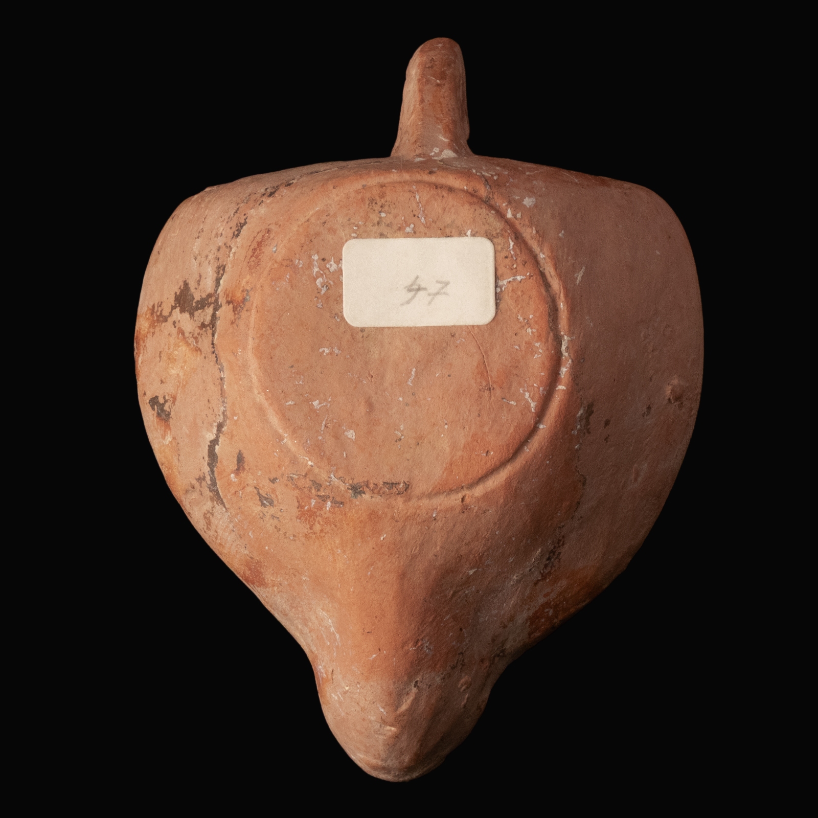 Ancient Roman Terracotta Oil Lamp with Ovolo Decoration